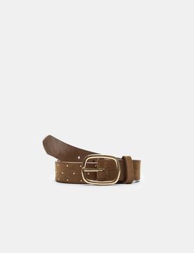 Gürtel mit goldenen Nieten Beige 90