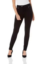 Womens Zip Detail Stretch Trouser - Black - Size 12 Uk