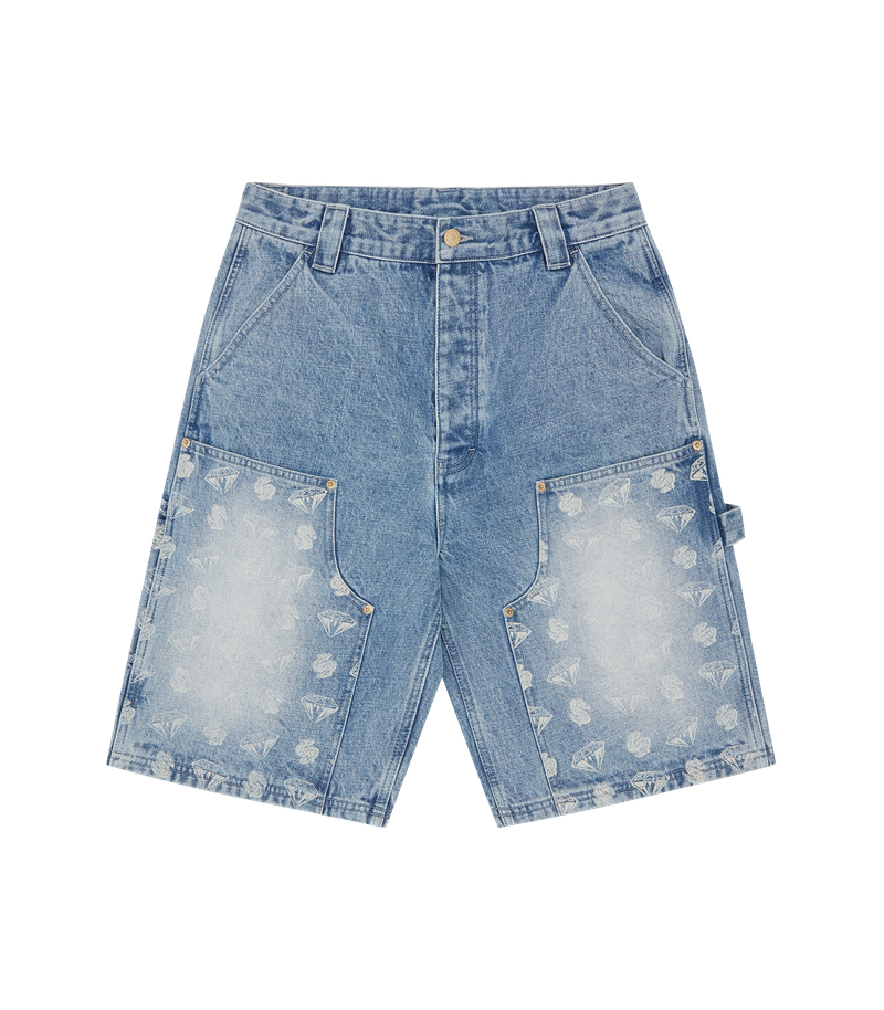 Diamonds & Dollars Denim Carpenter Shorts - Light Wash