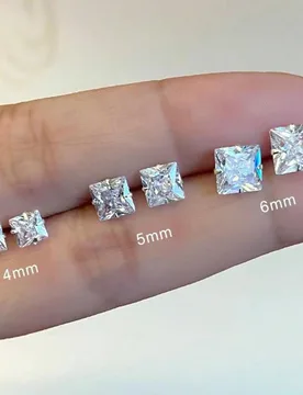 Par de pendientes de botón de plata de ley 925 con forma de cuadrado mini y decoración de circonitas cúbicas, estilo coreano decorado con piedras d - Shein - FashionsVida