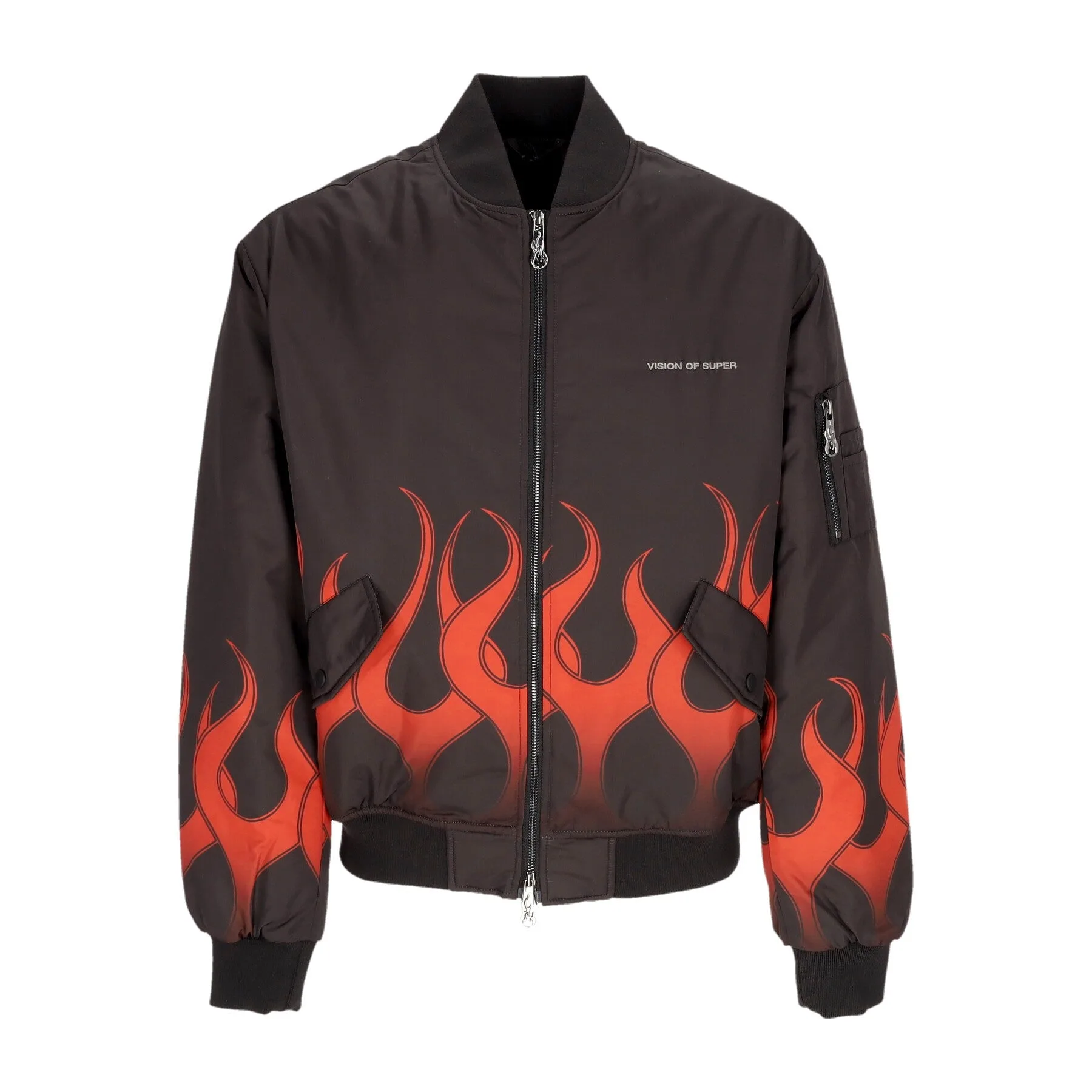 Giubbotto Bomber Uomo Flames Bomber Black/red - VISION OF SUPER - FashionsVida