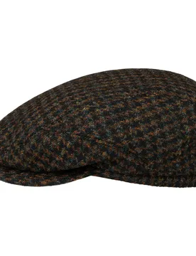 Harris Tweed Houndstooth Driver Cap by - brown-black - Size: 58 cm - Stetson - FashionsVida