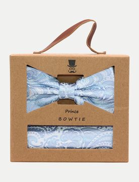 Fliege + Tuch im Paisley-Design Blau