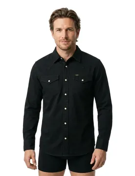 Chemise à Manches Longues Regular Western Black L