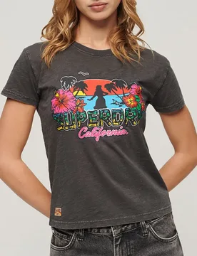 T-shirt à Manches Courtes Cali Sticker Fitted Vintage Black M - Superdry - FashionsVida