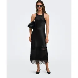 Vestido largo sin mangas con cuello redondo
