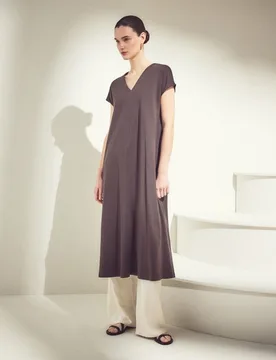 Vestido manga corta liso de mujer - Woman El Corte Inglés - FashionsVida