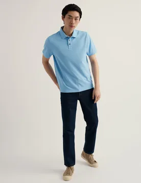 Pure Cotton Polo Shirt Light Blue male - Seasalt cornwall - FashionsVida