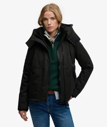 Superdry Damen Microfibre Arctic Windcheater Jacke mit Kapuze Black - Größe: 38