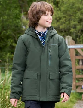 Noah Kids Borg Lined Waterproof Jacket - Green - Mountain Warehouse - FashionsVida