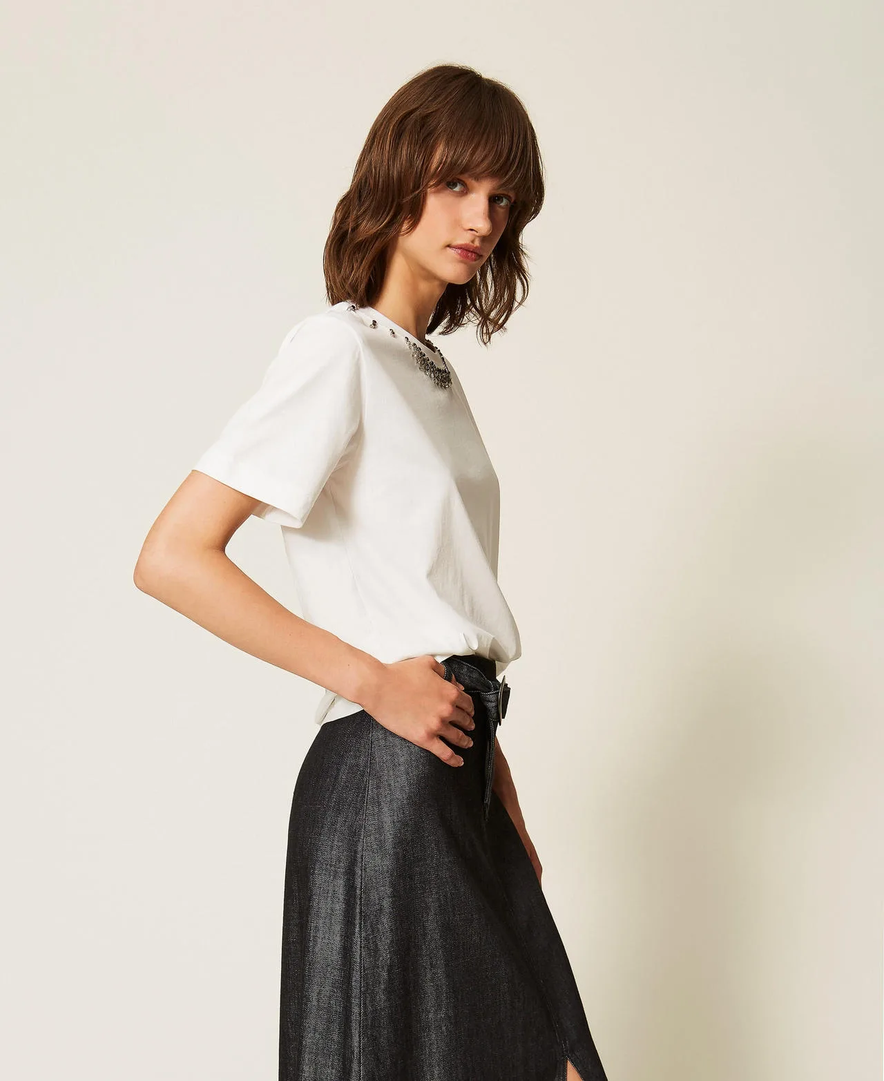 T-shirt slim avec broderie - Actitude by Twinset - FashionsVida