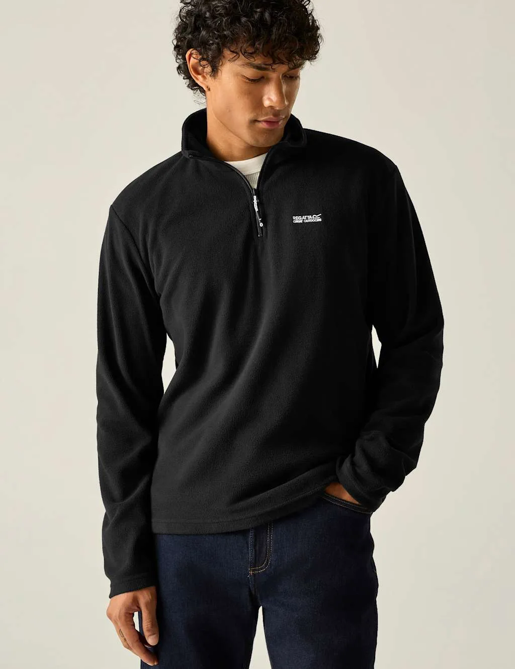 Thompson Half Zip Funnel Neck Fleece Black male - Regatta - FashionsVida