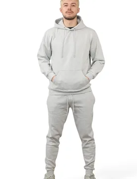 Hooded Tracksuit Mens Grey Fleece Jumper Jogging Bottoms - Size Medium - ID - FashionsVida