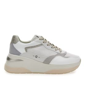 Sneakers Grigio e Bianco zeppa comfort in pelle Benny 36
