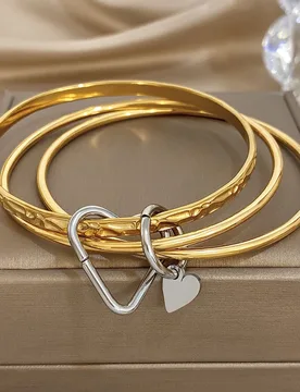 DODOHAO Unique Stainless Steel Heart Charm Bracelet for Women Minimalist Round Multi Layer Stackable Bangle Waterproof Jewelry - Aliexpress - FashionsVida