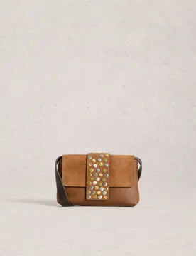 Leather Mini Cross Body Bag Tan female - White stuff - FashionsVida