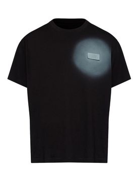T-shirt nera in cotone a maniche corte