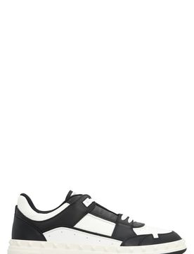 Low-Top Leather Sneaker with Contrasting Inserts