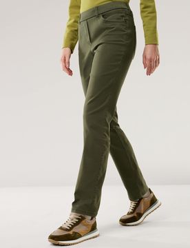 Thermo-Extraglatt Baumwollhose, Regular Fit#normale Größen#Kurzgrößen, Farbe Grün, 46, mit Thermo-Jerseyfutter mit Schmetterlings-Stickerei Damen