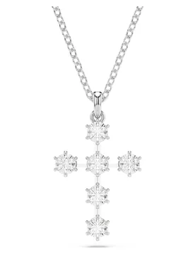 Pendente Insigne, Taglio Round, Croce, Bianco, Placcato rodio OS - Swarovski - FashionsVida