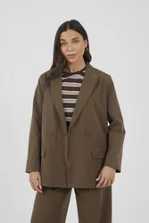 Womens Brown Structured Blazer Cotton - Size X-Small