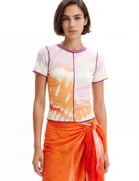 T-shirt à manches courtes tie dye RED S female - Desigual - FashionsVida