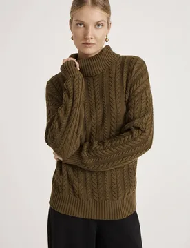 Vivana Turtle Neck Knitted Sweater - Dark Olive - Size: 20 - Finery London - FashionsVida