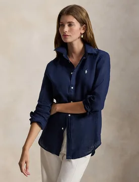Camisa de mujer de lino de manga larga - Polo Ralph Lauren - FashionsVida
