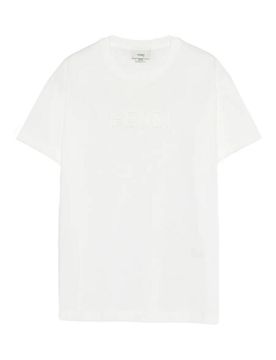 T-shirt in cotone con logo ricamato