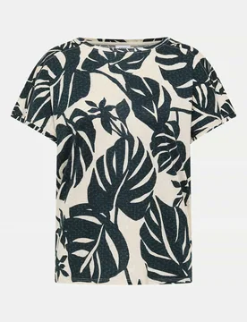 T-Shirt mit U-Boot-Ausschnitt Mehrfarbig XL - CECIL - FashionsVida