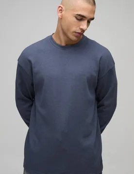 Men's Oversized Waffle Long Sleeve T-Shirt Charcoal Size Medium Charcoal M - boohooMAN - FashionsVida