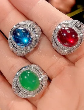 Vintage 10*12mm Ruby Sapphire Rings for Women Gemstone Lab Diamond Cocktail Party Fine Jewelry Accessories - Aliexpress - FashionsVida