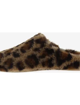Zapatillas de casa abiertas de mujer de pelo animal print - Victoria - FashionsVida