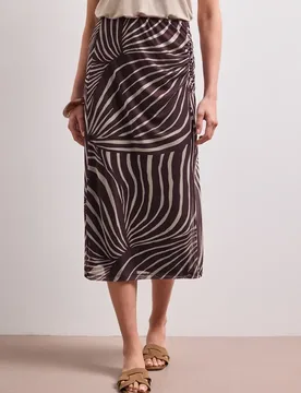 Midi-Rock aus Mesh mit Print female Rot - Street One - FashionsVida