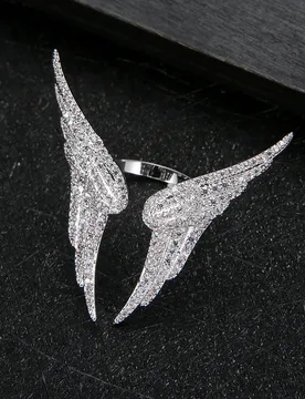 HIBRIDE New Pop European Angel Wings Zircon Open Ring Everyday Women Dress Decorative Jewelry Suitable for Wedding Ball Gift R56 - Aliexpress - FashionsVida