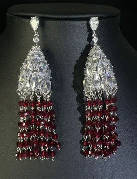 Long Tassel Earrings for Women Wedding Party Gala Event Luxury Jewelry Red White Pink Zircon Dangling Earrings Teardrop Design - Aliexpress - FashionsVida