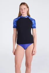 Fiji Womens Patterned Rash Vest - Teal - Teal - Size: 8