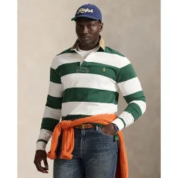 Camiseta de rugby de hombre de algodón de rayas tallas grandes