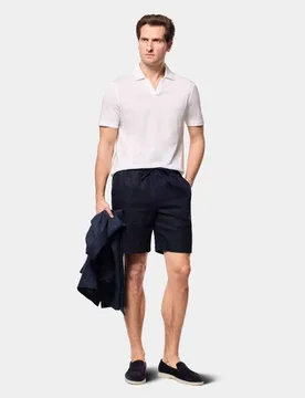Pure Linen Lightweight Shorts Navy male - Hawes & Curtis - FashionsVida
