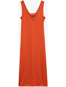 Zadig & Voltaire - Vestido largo lencero sin mangas de satén con encaje - Zadig & Voltaire - FashionsVida