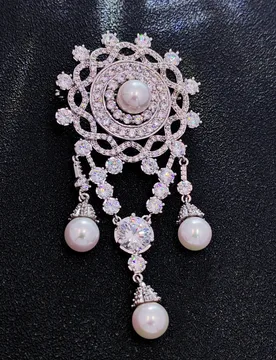 Silver Round Simulated Pearl Pendant Brooch Pins – Vintage Classic with Intricate Craftsmanship - Aliexpress - FashionsVida