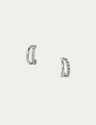 Embellished Double Hoop Earrings Silver female