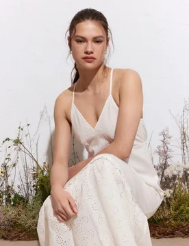 Vestido largo bordados - Green Coast - FashionsVida