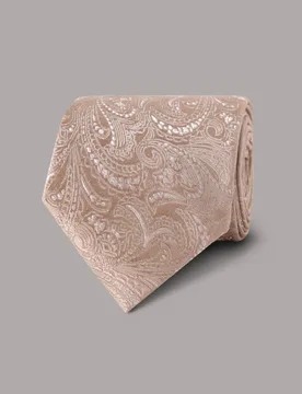 Paisley Pure Silk Tie Champagne male - Hawes & Curtis - FashionsVida