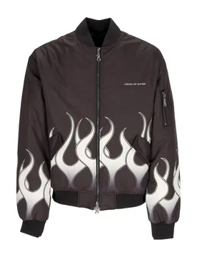 Giubbotto Bomber Uomo Flames Bomber Black/white - VISION OF SUPER - FashionsVida