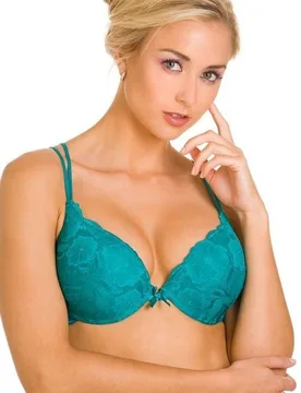 Super Boost Padded Push Up Underwired Bra - Turquoise - Size: 36D - Camille - FashionsVida
