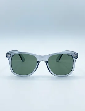 Unisex Translucent Grey Wayfarer with Khaki Lenses Sunglasses - Grey - Size: One Size - SVNX - FashionsVida