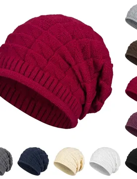 Women's Beanie Hat Chunky Slouch Cap Skullies Unisex Knitted Bonnet Outdoor Warm Beanies Female Snow Skiing Warm Woolen Caps - Aliexpress - FashionsVida