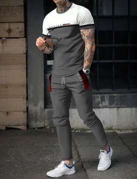 Conjunto de pantalones y camisa de manga corta con estampado, ligero, para primavera/otoño/verano para hombre - Shein - FashionsVida