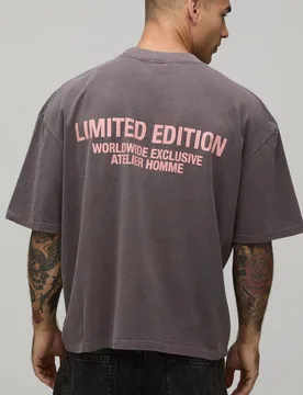 Herren Gewaschenes Schokoladenbraunes Übergroßes Kastenförmiges Limitiertes T-Shirt Washed Chocolate Größe Medium - boohooMAN - FashionsVida